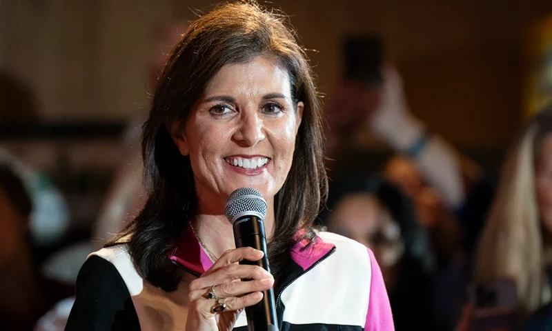 US-VOTE-POLITICS-HALEY Republican presidential hopeful and former UN Ambassador Nikki Haley speaks during a campaign event at Forest Fire BBQ in Hilton Head, South Carolina, on February 1, 2024. (Photo by Allison Joyce / AFP) (Photo by ALLISON JOYCE/AFP via Getty Images)