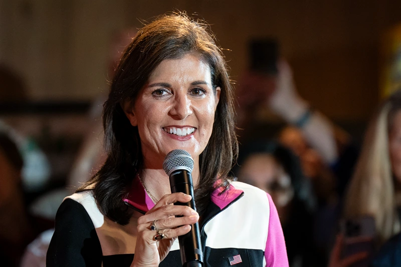 US-VOTE-POLITICS-HALEY Republican presidential hopeful and former UN Ambassador Nikki Haley speaks during a campaign event at Forest Fire BBQ in Hilton Head, South Carolina, on February 1, 2024. (Photo by Allison Joyce / AFP) (Photo by ALLISON JOYCE/AFP via Getty Images)