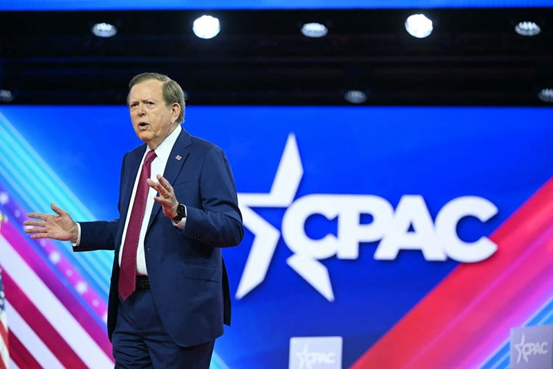 US commentator and author Lou Dobbs speaks during the annual Conservative Political Action Conference (CPAC) meeting on February 24, 2024, in National Harbor, Maryland. (Photo by Mandel NGAN / AFP) (Photo by MANDEL NGAN/AFP via Getty Images)