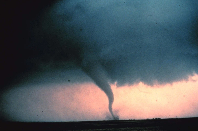 The 'Rope' Stage Of A Tornado
View of the 'rope' or decay stage of tornado seen during 'Sound Chase,' a joint project of NSSL and Mississippi State University in Cordell, Oklahoma May 22, 1981. (Photo by NOAA Photo Library/Getty Images)