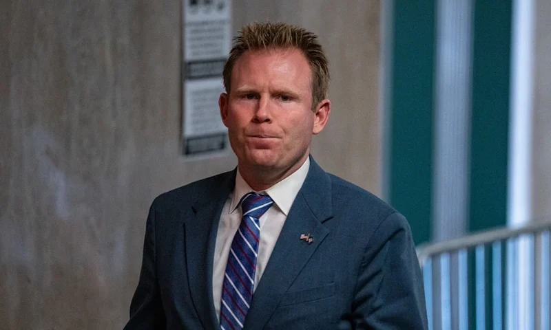 NEW YORK, NEW YORK - MAY 2: Andrew Giuliani leaves court during Former President Donald Trump's trial for allegedly covering up hush money payments at Manhattan Criminal Court on May 2, 2024 in New York City. Former U.S. President Donald Trump faces 34 felony counts of falsifying business records in the first of his criminal cases to go to trial. (Photo by Jeenah Moon-Pool/Getty Images)