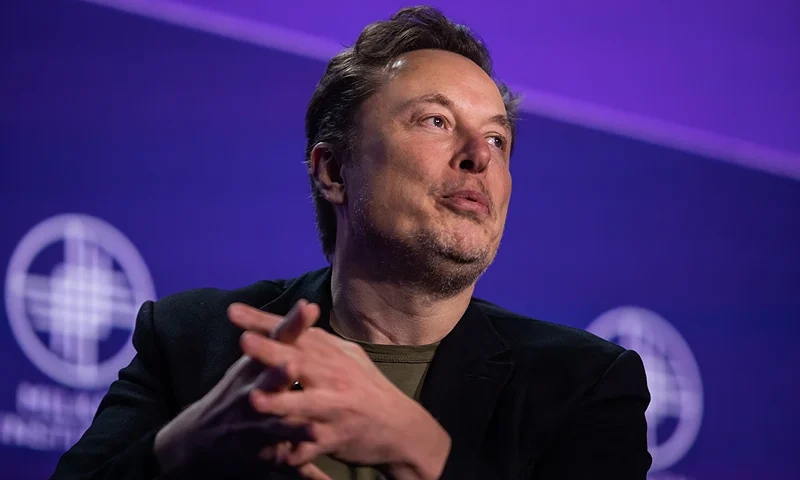 BEVERLY HILLS, CALIFORNIA - MAY 6: Elon Musk, co-founder of Tesla and SpaceX and owner of X Holdings Corp., speaks at the Milken Institute's Global Conference at the Beverly Hilton Hotel,on May 6, 2024 in Beverly Hills, California. The 27th annual global conference explores various topics, from the rise of generative AI to electric vehicle trends and features participants, soccer star David Beckham and actor Ashton Kutcher. (Photo by Apu Gomes/Getty Images)