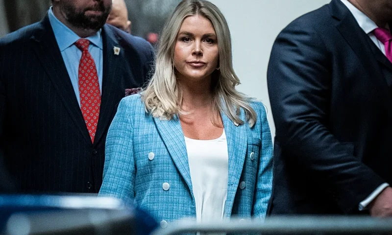 Jury To Begin Deliberations In Trump Hush Money Trial NEW YORK, NEW YORK - MAY 29: Karoline Leavitt, campaign press secretary for former U.S. President Donald Trump, arrives for his criminal trial at Manhattan Criminal Court on May 29, 2024 in New York City. Judge Juan Merchan will give the jury their instructions before they begin deliberations today. The former president faces 34 felony counts of falsifying business records in the first of his criminal cases to go to trial. (Photo by Jabin Botsford-Pool/Getty Images)