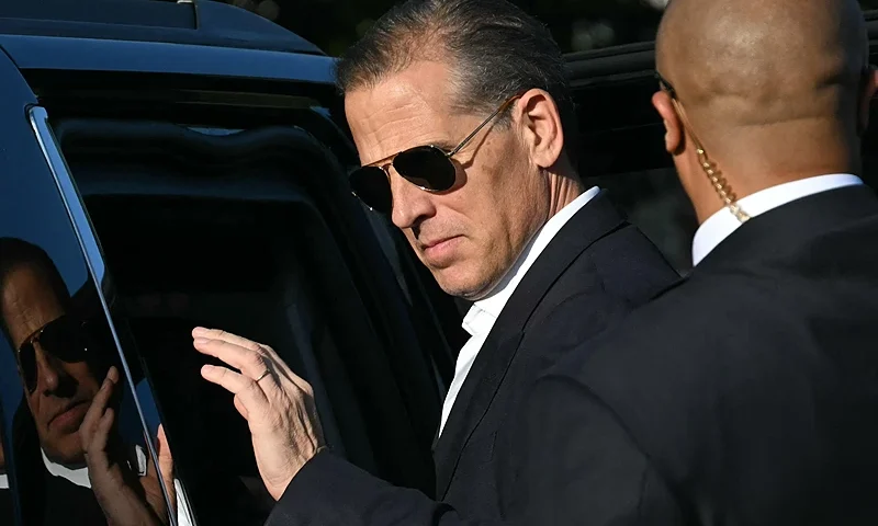 Hunter Biden, son of US President Joe Biden, steps ito a car upon arrival at Fort Lesley J. McNair in Washington, DC, on July 1, 2024. Biden returned to Washington for the first time after the first presidential debate in Atlanta on June 27. (Photo by Mandel NGAN / AFP) (Photo by MANDEL NGAN/AFP via Getty Images)