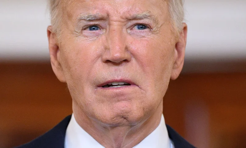 US President Joe Biden delivers remarks on the Supreme Court's immunity ruling at the Cross Hall of the White House in Washington, DC on July 1, 2024. The US Supreme Court ruled July 1, 2024 that Donald Trump enjoys some immunity from prosecution as a former president, a decision set to delay his trial for conspiring to overturn the 2020 election. (Photo by Mandel NGAN / AFP) (Photo by MANDEL NGAN/AFP via Getty Images)