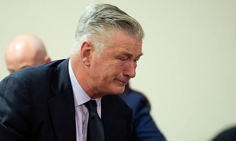 Alec Baldwin Appears In Court For Involuntary Manslaughter Trial SANTA FE, NEW MEXICO - JULY 12: Alec Baldwin gets emotional at the conclusion of his trial for involuntary manslaughter in First Judicial District Court on July 12, 2024 in Santa Fe, New Mexico. The trial for involuntary manslaughter was dismissed by a judge Friday after she ruled that key evidence over a fatal shooting on the set of "Rust" had been withheld from the defense. (Photo by Ramsay de Give-Pool/Getty Images)