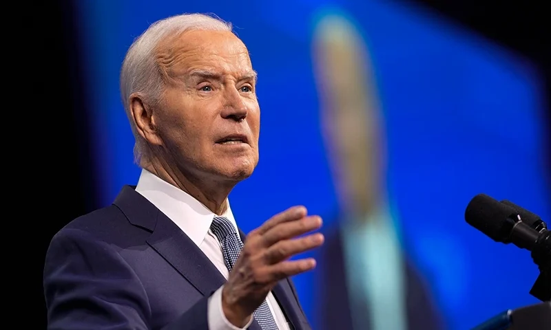 US President Joe Biden speaks during the 115th National Association for the Advancement of Colored People (NAACP) National Convention in in Las Vegas, Nevada, on July 16, 2024. (Photo by Kent Nishimura / AFP) (Photo by KENT NISHIMURA/AFP via Getty Images)