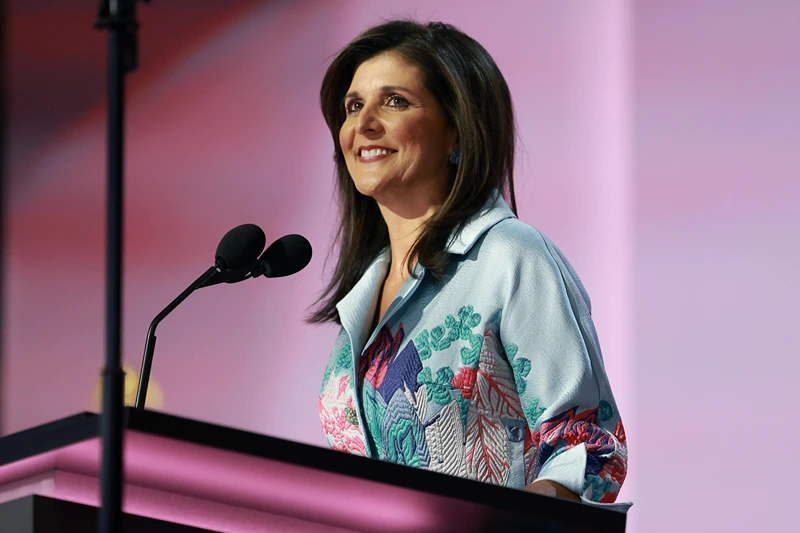 2024 Republican National Convention: Day 2
MILWAUKEE, WISCONSIN - JULY 16: Former U.N. Ambassador and Republican presidential candidate Nikki Haley speaks on stage on the second day of the Republican National Convention at the Fiserv Forum on July 16, 2024 in Milwaukee, Wisconsin. Delegates, politicians, and the Republican faithful are in Milwaukee for the annual convention, concluding with former President Donald Trump accepting his party's presidential nomination. The RNC takes place from July 15-18. (Photo by Joe Raedle/Getty Images)