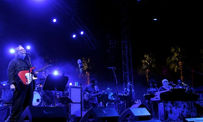 INDIO, CA - APRIL 17: Musician Walter Becker (L) and Donald Fagen of Steely Dan perform onstage during day 1 of the 2015 Coachella Valley Music And Arts Festival (Weekend 2) at The Empire Polo Club on April 17, 2015 in Indio, California. (Photo by Karl Walter/Getty Images for Coachella)