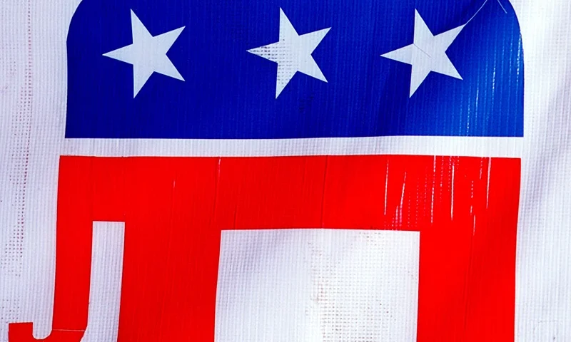 380771 03: The Republican Party's elephant symbol is seen on display October 24, 2000 at the Republican campaign headquarters in El Paso, Texas. (Photo by Joe Raedle/Newsmakers)