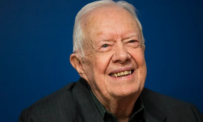 NEW YORK, NY - MARCH 26: Former U.S. President Jimmy Carter smiles during a book signing event for his new book 'Faith: A Journey For All' at Barnes & Noble bookstore in Midtown Manhattan, March 26, 2018 in New York City. Carter, 93, has been a prolific author since leaving office in 1981, publishing dozens of books. (Photo by Drew Angerer/Getty Images)