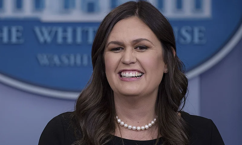 White House spokesperson Sarah Huckabee Sanders arrives at the press briefing at the White House in Washington, DC, on June 14, 2018. (Photo by NICHOLAS KAMM/AFP via Getty Images)