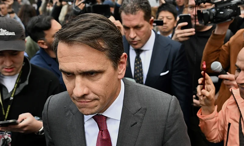 Lawyers of former US president Donald Trump, Todd Blanche (front) and Joe Tacopina leave the Manhattan Criminal Court in New York on April 4, 2023 after Trump. - Former US president Donald Trump arrived for a historic court appearance in New York on Tuesday, facing criminal charges that threaten to upend the 2024 White House race. (Photo by ANDREW CABALLERO-REYNOLDS/POOL/AFP via Getty Images)