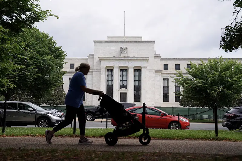 The exterior of the Marriner S. Eccles Federal Reserve Board Building is seen in Washington, D.C., U.S., June 14, 2022. REUTERS/Sarah Silbiger/File Photo