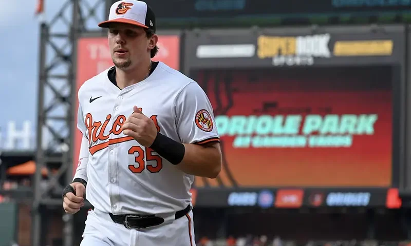 Baltimore Orioles catcher Adley Rutschman (35) before the game against the Chicago Cubs at Oriole Park at Camden Yards. Mandatory Credit: Tommy Gilligan-USA TODAY Sports