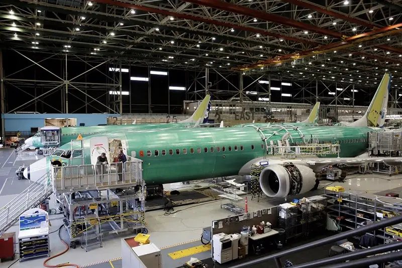 Boeing's new 737 MAX-9 is pictured under construction at their production facility in Renton, Washington, U.S., February 13, 2017. REUTERS/Jason Redmond/File Photo