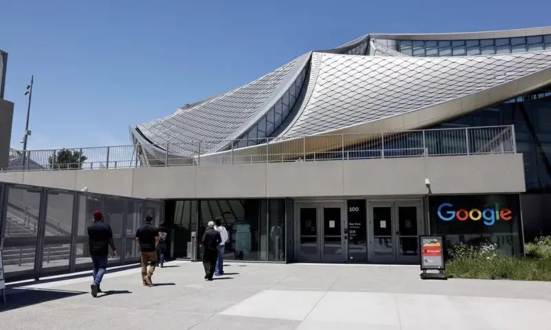 An exterior view of building BV100, during a tour of Google's new Bay View Campus in Mountain View, California, U.S. May 16, 2022. Picture taken May 16, 2022. REUTERS/Peter DaSilva/File Photo