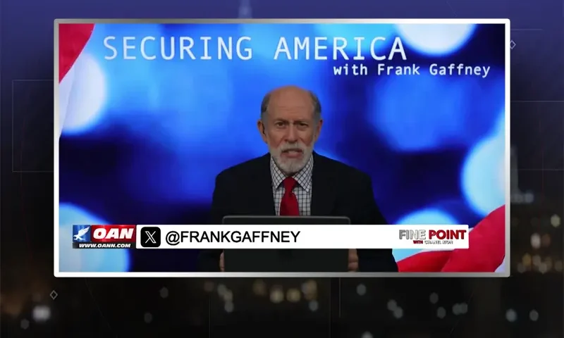 Video still from Fine Point on One America News Network during an interview with the guest, Frank Gaffney.