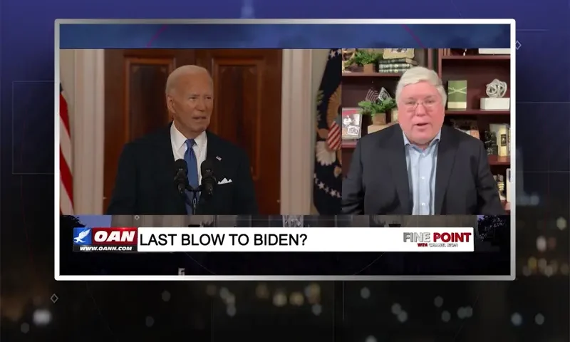 Video still from Fine Point on One America News Network during an interview with the guest, Patrick Morrisey.