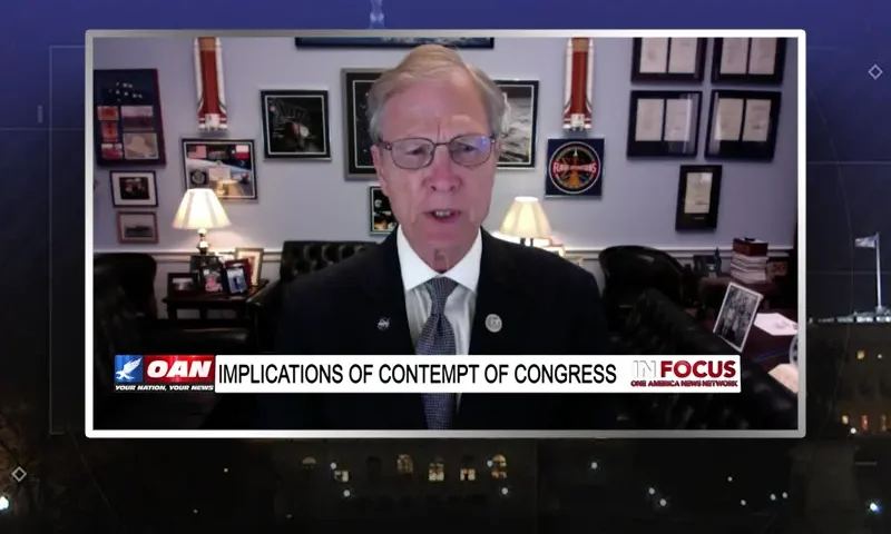 Video still from In Focus on One America News Network during an interview with the guest, Rep. Brian Babin.