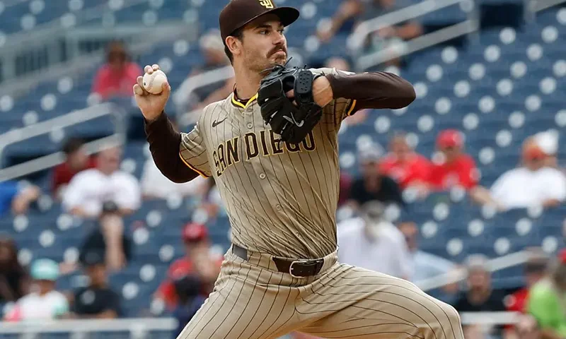 San Diego Padres starting pitcher Dylan Cease (84) pitches against the Washington Nationals during the third inning at Nationals Park. Mandatory Credit: Geoff Burke-USA TODAY Sports