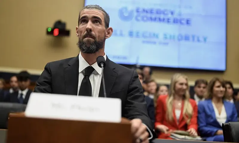 Olympic swimming great Michael Phelps attends a House Energy and Commerce Oversight and Investigations Subcommittee hearing on anti-doping measures ahead of the 2024 Olympics in Paris, at Capitol Hill in Washington, U.S., June 25, 2024. REUTERS/Craig Hudson