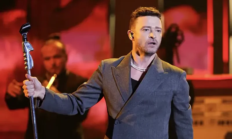 Justin Timberlake performs during the iHeartRadio Music Awards at Dolby Theatre in Los Angeles, California, U.S., April 1, 2024. REUTERS/Mario Anzuoni/File Photo